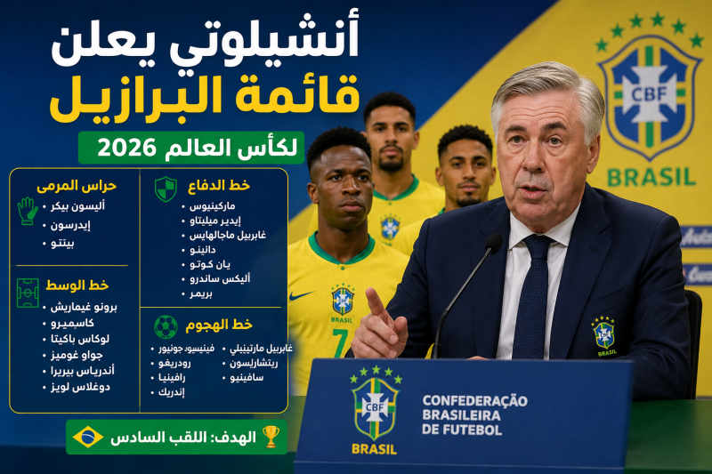 أنشيلوتي يعلن قائمة البرازيل لـ كأس العالم 2026.. عودة النجوم ومفاجآت بالجملة